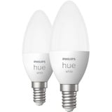 Philips Hue Vela - Bombilla inteligente E14 - (paquete de 2), Lámpara LED Philips Hue White Vela - Bombilla inteligente E14 - (paquete de 2), Bombilla inteligente, Blanco, Bluetooth/Zigbee, LED integrado, E14, Blanco cálido
