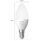 Philips Hue Vela - Bombilla inteligente E14 - (paquete de 2), Lámpara LED Philips Hue White Vela - Bombilla inteligente E14 - (paquete de 2), Bombilla inteligente, Blanco, Bluetooth/Zigbee, LED integrado, E14, Blanco cálido