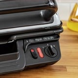 Tefal GC3050 parrilla eléctrica de contacto, Barbacoa de contacto plateado/Negro, Negro, Metálico, Titanio, Acero inoxidable, Rectangular, Plancha, 600 cm², Tapa con bisagra, Tapa de bloqueo