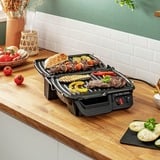 Tefal GC3050 parrilla eléctrica de contacto, Barbacoa de contacto plateado/Negro, Negro, Metálico, Titanio, Acero inoxidable, Rectangular, Plancha, 600 cm², Tapa con bisagra, Tapa de bloqueo