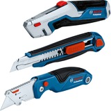 Bosch 1 600 A02 7M4 cúter Azul, Acero inoxidable Navaja de bolsillo, Cuchillo para moquetas azul, Blister, 3 pieza(s)