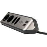 Brennenstuhl Regleta de enchufes estilo Eck 4 tomas negro/Acero fino