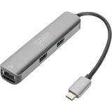 Digitus Acoplamiento USB-C™, 5 puertos, Estación de acoplamiento aluminio, 5 puertos, USB Tipo C, HDMI, RJ-45, USB 3.2 Gen 1 (3.1 Gen 1) Type-A, 1.4b, 5000 Mbit/s, 3840 x 2160 Pixeles, Gris