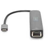 Digitus Acoplamiento USB-C™, 5 puertos, Estación de acoplamiento aluminio, 5 puertos, USB Tipo C, HDMI, RJ-45, USB 3.2 Gen 1 (3.1 Gen 1) Type-A, 1.4b, 5000 Mbit/s, 3840 x 2160 Pixeles, Gris