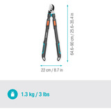 GARDENA TeleCut Pro L, 12041-88, Tijeras de podar gris/Turquesa
