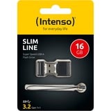 Intenso Slim Line unidad flash USB 16 GB USB tipo A 3.2 Gen 1 (3.1 Gen 1) Negro, Lápiz USB negro, 16 GB, USB tipo A, 3.2 Gen 1 (3.1 Gen 1), 100 MB/s, Tapa, Negro