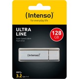 Intenso Ultra Line unidad flash USB 128 GB USB tipo A 3.2 Gen 1 (3.1 Gen 1) Plata, Lápiz USB plateado, 128 GB, USB tipo A, 3.2 Gen 1 (3.1 Gen 1), 70 MB/s, Tapa, Plata