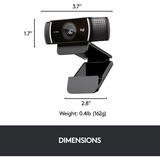 Logitech C922 Pro Stream Webcam cámara web 1920 x 1080 Pixeles USB Negro negro, 1920 x 1080 Pixeles, 60 pps, 1280x720@60fps,1920x1080@30fps, 720p,1080p, H.264, USB