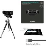 Logitech C922 Pro Stream cámara web 1920 x 1080 Pixeles USB Negro, Webcam negro, 1920 x 1080 Pixeles, Full HD, 60 pps, 1280x720@60fps, 1920x1080@30fps, 720p, 1080p, H.264