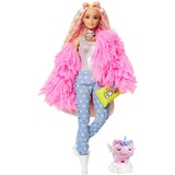 Mattel Extra Doll #3 in Pink Coat with Pet Unicorn-Pig, Muñecos Muñeca fashion, Femenino, 3 año(s), Chica, Multicolor