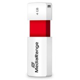 MediaRange Color Edition 4GB, Lápiz USB blanco/Rojo