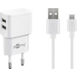 goobay Set de carga dual Micro-USB 18 Watt, Cargador blanco