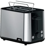 Braun HT101BI-HT1510BK 8 2 rebanada(s) 900 W Negro, Acero inoxidable, Tostadora acero fino/Negro, 2 rebanada(s), Negro, Acero inoxidable, Plástico, Acero inoxidable, 900 W, 193 mm, 316 mm