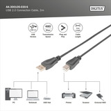 Digitus AK-300105-030-S, Cable negro