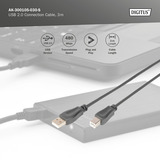 Digitus Cable de conexión USB 2.0 USB-A (conector) > USB-B (conector) negro