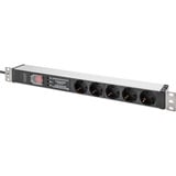 Digitus Regleta de enchufes de 19" con perfil de aluminio, 5 tomas, 1U negro/Aluminio