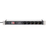 Digitus Regleta de enchufes de 19" con perfil de aluminio, 5 tomas, 1U negro/Aluminio