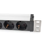 Digitus Regleta de enchufes de 19" con perfil de aluminio, 5 tomas, 1U negro/Aluminio