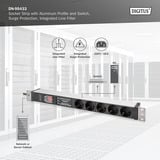 Digitus Regleta de enchufes de 19" con perfil de aluminio, 5 tomas, 1U negro/Aluminio