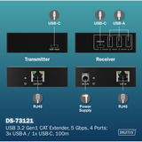 Digitus Set extensor CAT USB 3.2 Gen1, 5Gbps, 100 metros, Extensor USB negro