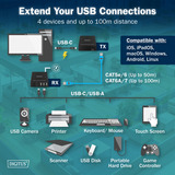 Digitus Set extensor CAT USB 3.2 Gen1, 5Gbps, 100 metros, Extensor USB negro