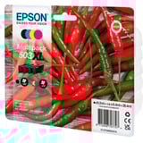 Epson 503XL cartucho de tinta 4 pieza(s) Original Alto rendimiento (XL) Negro, Cian, Magenta, Amarillo Alto rendimiento (XL), Negro, Cian, Magenta, Amarillo, 9,2 ml, 6,4 ml, 4 pieza(s), Multipack