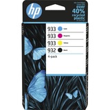 HP Paquete de 4 tintas Originales 932 negro y 933 cian/magenta/amarillo Rendimiento estándar, Tinta a base de pigmentos, Tinta a base de pigmentos, 8,5 ml, 4 ml, 4 pieza(s)