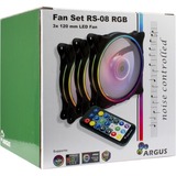 Inter-Tech Argus RS-08 Carcasa del ordenador Ventilador 12 cm Negro, Blanco 3 pieza(s) negro, Ventilador, 12 cm, 1200 RPM, 30 dB, 59,47 m³/h, Negro, Blanco