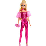 Mattel Barbie Deluxe Style con atuendo metálico rosa, Muñecos 