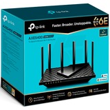 TP-Link Archer AX5400 router inalámbrico Gigabit Ethernet Tribanda (2.4 GHz / 5 GHz / 6 GHz) Negro negro, Wi-Fi 6E (802.11ax), Tribanda (2.4 GHz / 5 GHz / 6 GHz), Ethernet, Negro, Router de sobremesa
