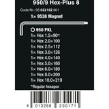 Wera Juego de llaves hexagonales angulares Hex-Plus 8, 9 piezas, Destornillador cromado