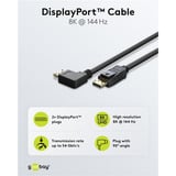 goobay Cable DisplayPort con conector de 90° > conector DisplayPort, 8K / 144Hz negro