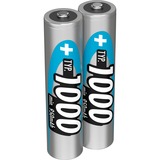 Ansmann Blister 2 X Accu, AAA, 1000mAh AAA / HR03 Níquel-metal hidruro (NiMH), Batería plateado, AAA, 1000mAh, AAA / HR03, Níquel-metal hidruro (NiMH), 1,2 V, 1000 mAh, Plata