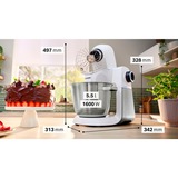 Bosch MUMS6EW13D, Robot de cocina blanco/Acero fino