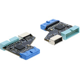 DeLOCK Conector hembra de 20 pines interno a conector macho de 20 pines y conector tipo E Key A, Adaptador 