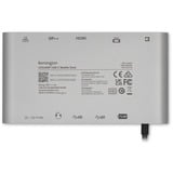 Kensington Replicador móvil USB-C de 5 Gbps UH1440P con dos salidas de vídeo sin drivers – DP/HDMI/VGA, Estación de acoplamiento plateado, Alámbrico, USB 3.2 Gen 1 (3.1 Gen 1) Type-C, 85 W, 3,5 mm, 10,1000,100 Mbit/s, Plata