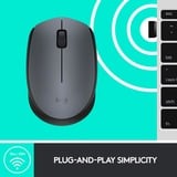Logitech M170 ratón Oficina Ambidextro RF inalámbrico Óptico 1000 DPI gris, Ambidextro, Óptico, RF inalámbrico, 1000 DPI, Gris