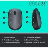 Logitech M170 ratón Oficina Ambidextro RF inalámbrico Óptico 1000 DPI gris, Ambidextro, Óptico, RF inalámbrico, 1000 DPI, Gris