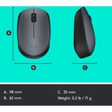 Logitech M170 ratón Oficina Ambidextro RF inalámbrico Óptico 1000 DPI gris, Ambidextro, Óptico, RF inalámbrico, 1000 DPI, Gris