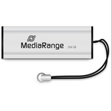 MediaRange MR919 unidad flash USB 256 GB USB tipo A 3.2 Gen 1 (3.1 Gen 1) Negro, Plata, Lápiz USB plateado/Negro, 256 GB, USB tipo A, 3.2 Gen 1 (3.1 Gen 1), 100 MB/s, Deslizar, Negro, Plata