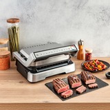 Tefal OptiGrill 2in1 GC773D10 parrilla eléctrica de contacto, Barbacoa de contacto acero fino, Acero inoxidable, Metal, Rectangular, Botones, Giratorio, Plancha, 600 cm²