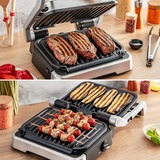 Tefal OptiGrill 2in1 GC773D10 parrilla eléctrica de contacto, Barbacoa de contacto acero fino, Acero inoxidable, Metal, Rectangular, Botones, Giratorio, Plancha, 600 cm²