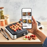 Tefal OptiGrill 2in1 GC773D10 parrilla eléctrica de contacto, Barbacoa de contacto acero fino, Acero inoxidable, Metal, Rectangular, Botones, Giratorio, Plancha, 600 cm²