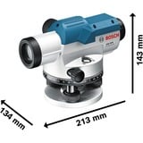 Bosch Set GOL 26 D + BT 160 + GR 500 Professional Nivel de línea 100 m, Nivelador azul, 100 m, 1,6 mm/m, 360°, Horizontal, Nivel de línea, Negro, Azul, Plata