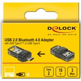 DeLOCK USB 2.0 Bluetooth 4.0 Adapter 2 in 1 USB Type-C™ or Type-A 3 Mbit/s, Adaptador Bluetooth Inalámbrico, USB, Bluetooth, 3 Mbit/s, Transparente