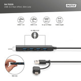 Digitus Hub USB 3.0 de 4 puertos línea delgada negro