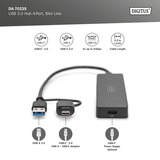 Digitus Hub USB 3.0 de 4 puertos línea delgada negro