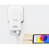 Nevox Cargador USB-C delgado DUAL de 45W GaN EU / US blanco