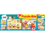 Schmidt Spiele Bobo Siebenschläfer Caja de rompecabezas en maletín de metal, Puzzle 