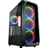 Sharkoon TK5M RGB ATX Escritorio Negro, Cajas de torre negro, Escritorio, PC, Negro, ATX, micro ATX, Mini-ITX, Metal, Plástico, Vidrio templado, Multi